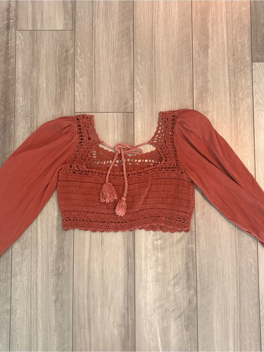 Free People smocked crochet